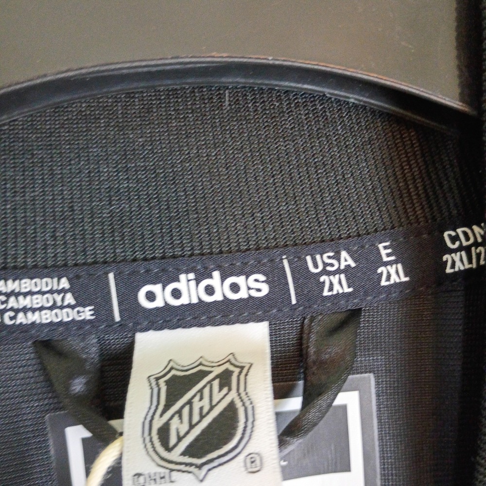 Adidas NHL San‎ Jose Sharks Quarter Zip Satin Bomber Jacket Black IT8999 2XL NWT - Picture 4 of 16